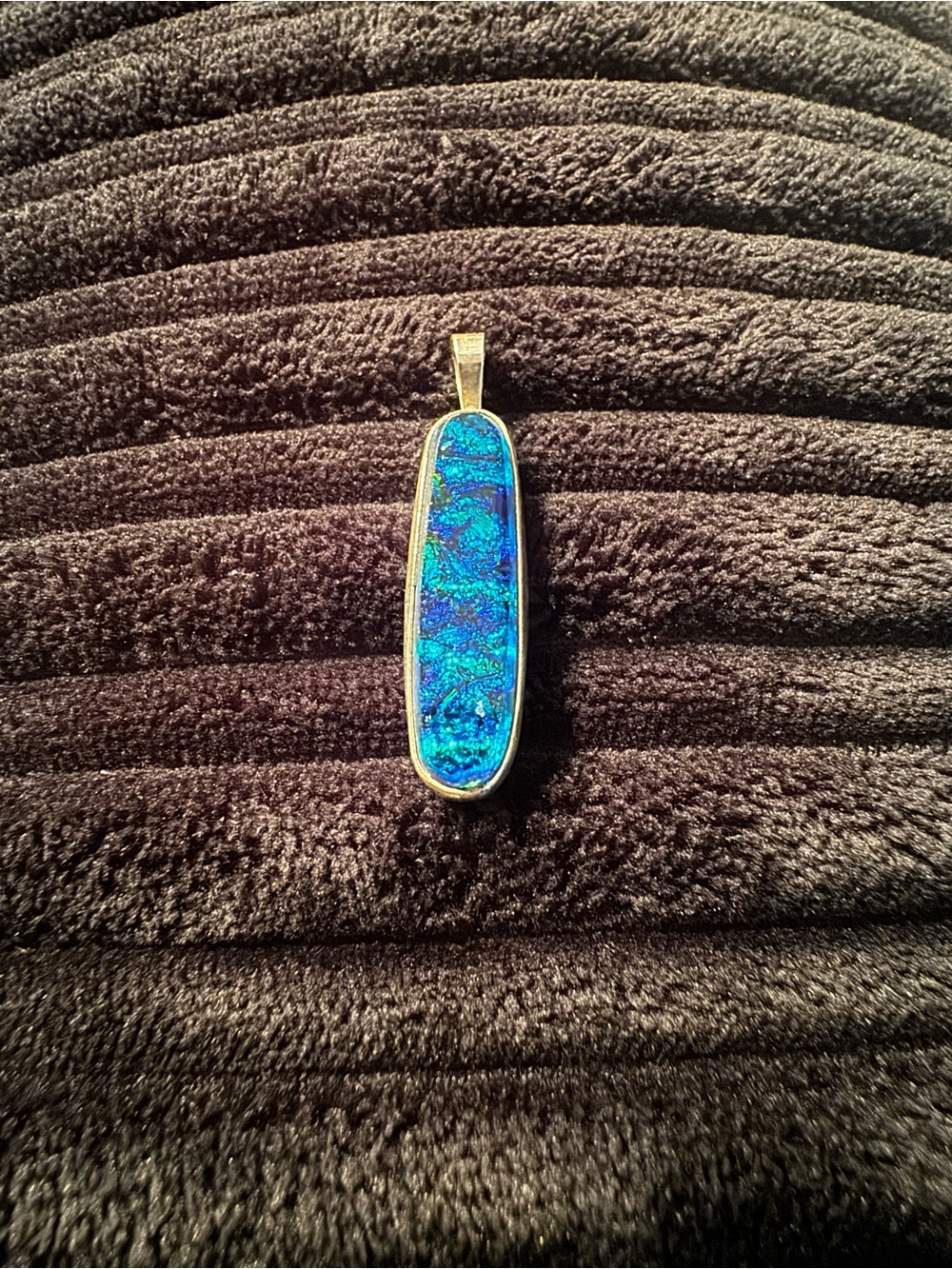 Blue Teardrop Pendant Necklace - Sterling Silver